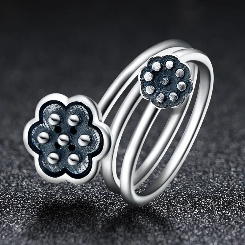 (image for) Pandora Style Lotus Pendant Open Ring - VSR054 - View 7