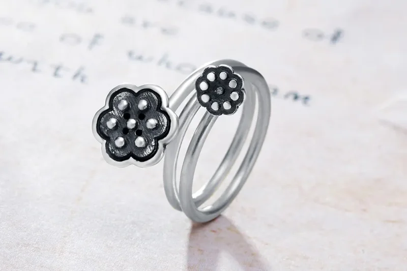 (image for) Pandora Style Lotus Pendant Open Ring - VSR054 - View 9