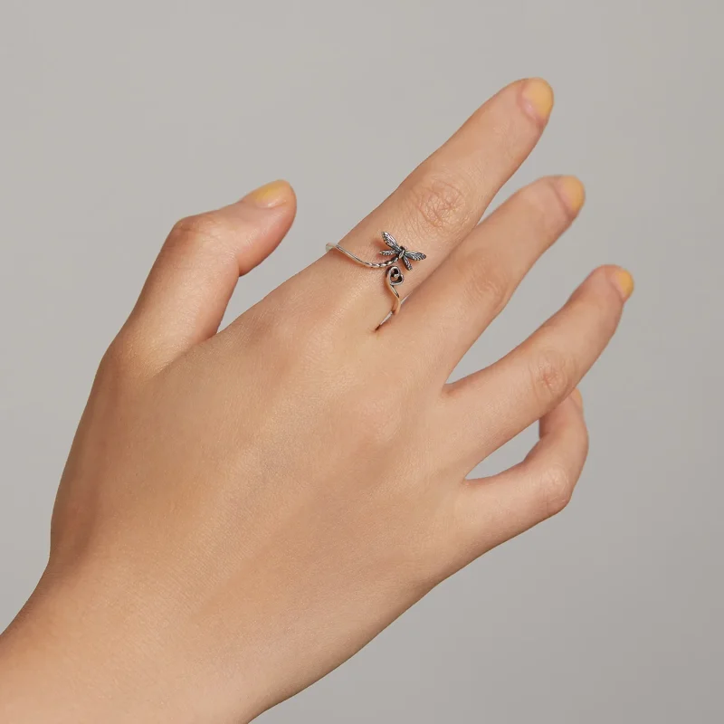 (image for) Pandora Style Love Dragonfly Open Ring - SCR734 - View 8