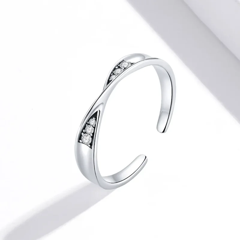 (image for) Pandora Style Mobius Ring Pair Ring - Female Open Ring - SCR750 - View 2