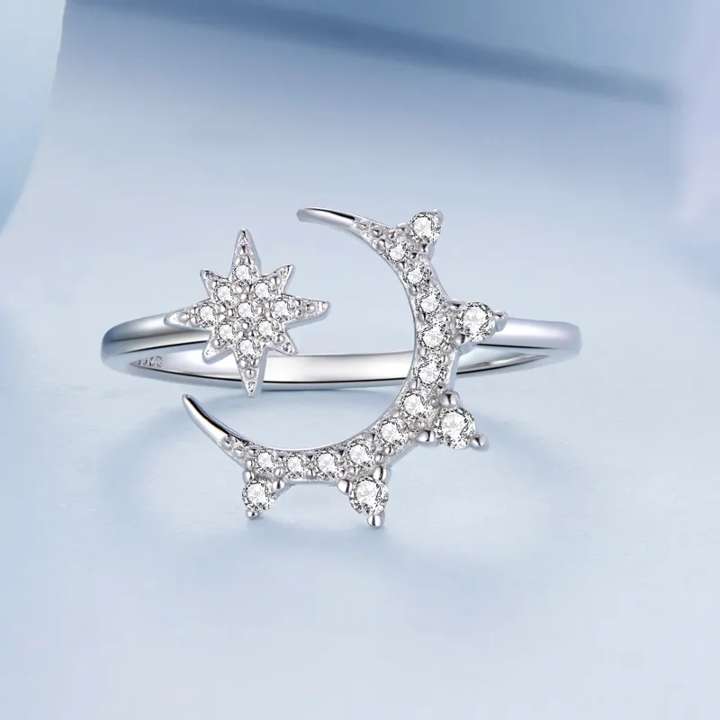 (image for) Pandora Style Moon and Stars Open Ring - BSR300 - View 3
