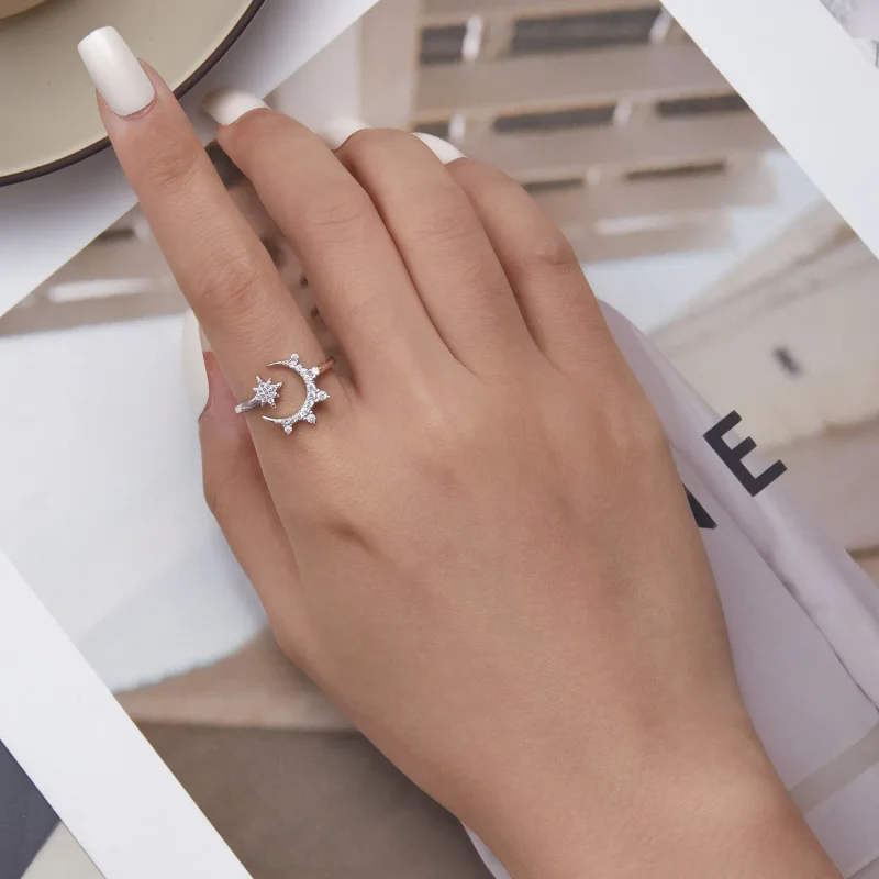 (image for) Pandora Style Moon and Stars Open Ring - BSR300 - View 5