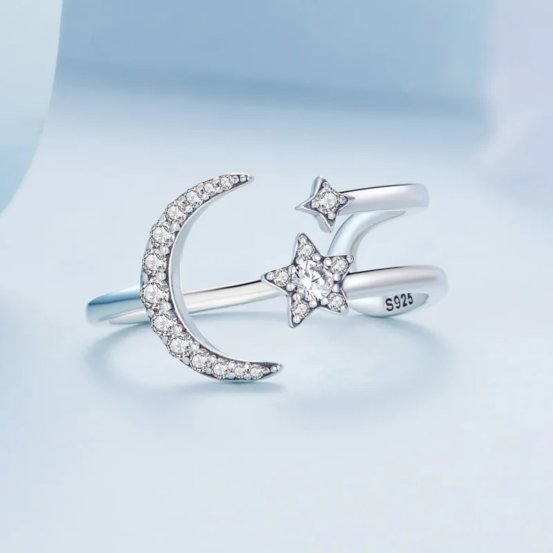(image for) Pandora Style Moon and Stars Open Ring - BSR305 - View 3