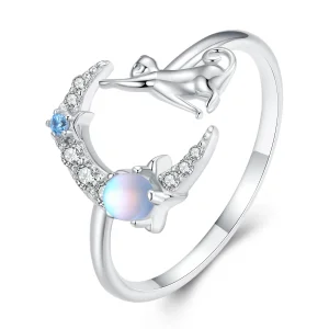 (image for) Pandora Style Moon Cat Open Ring - BSR315