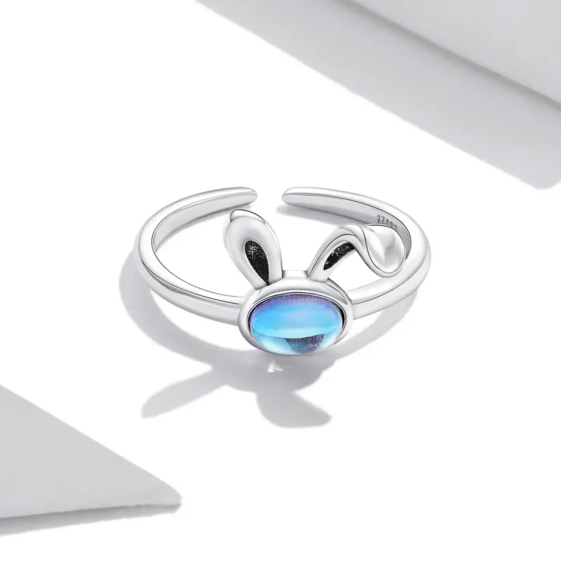 (image for) Pandora Style Moonstone Bunny Open Ring - SCR784 - View 3