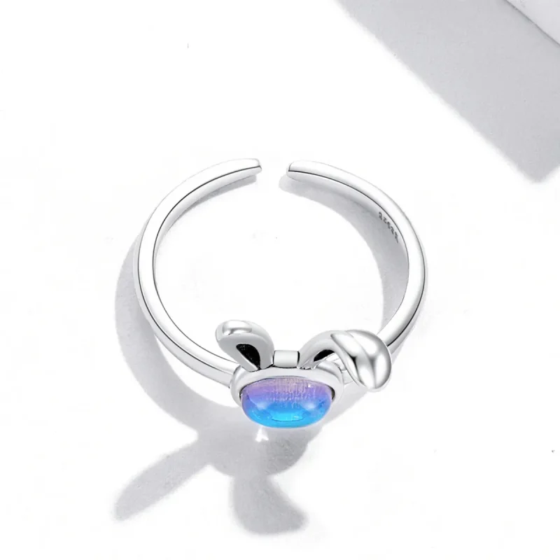(image for) Pandora Style Moonstone Bunny Open Ring - SCR784 - View 4