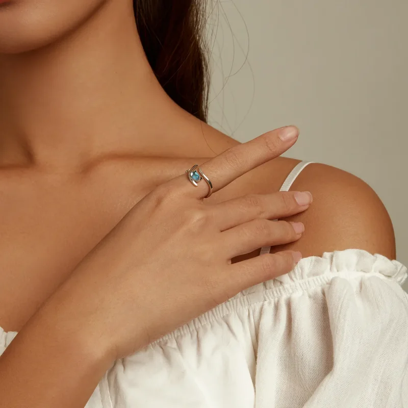 (image for) Pandora Style Moonstone Cat Open Ring - SCR783 - View 6