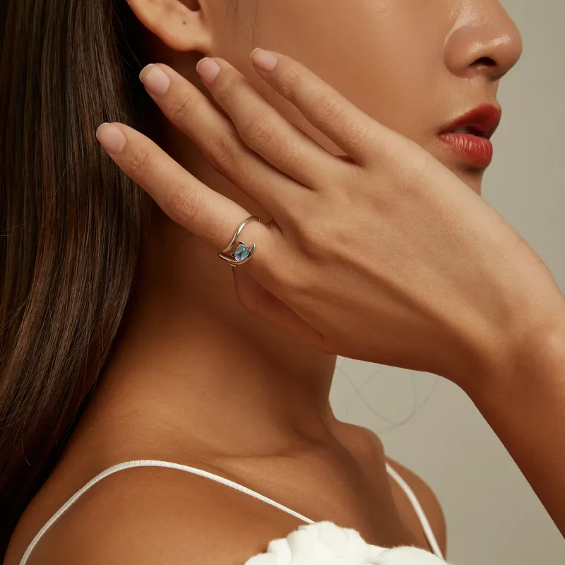 (image for) Pandora Style Moonstone Cat Open Ring - SCR783 - View 7