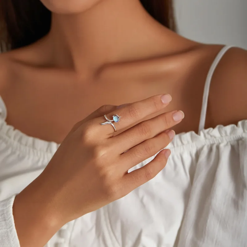 (image for) Pandora Style Moonstone Fox Open Ring - SCR756 - View 8