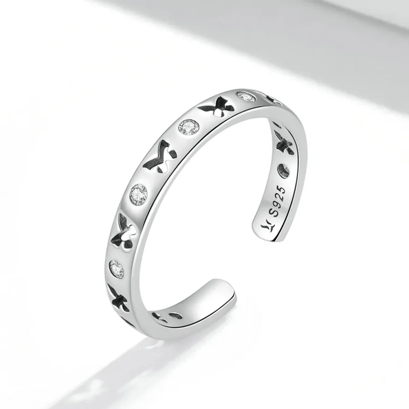 (image for) Pandora Style Openwork Butterfly Open Ring - SCR764 - View 2