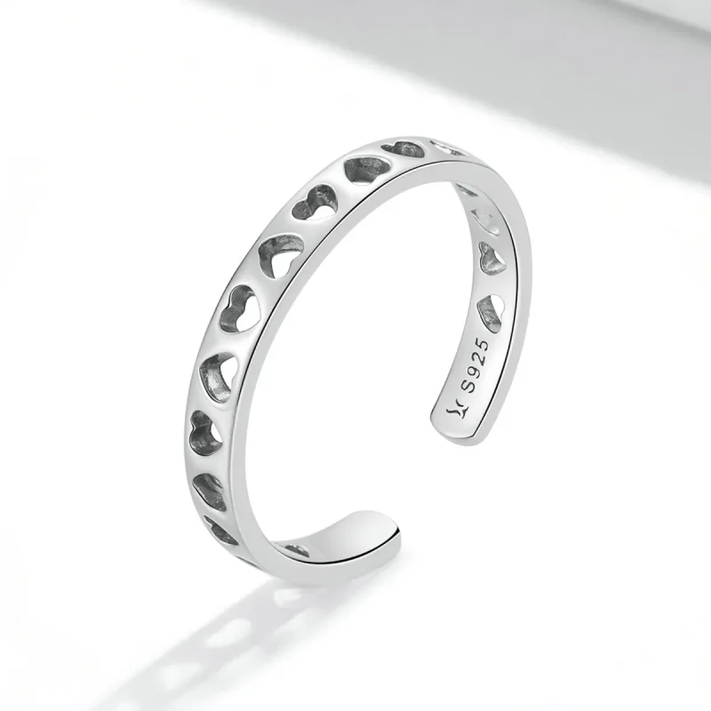 (image for) Pandora Style Openwork Heart Open Ring - SCR765 - View 2