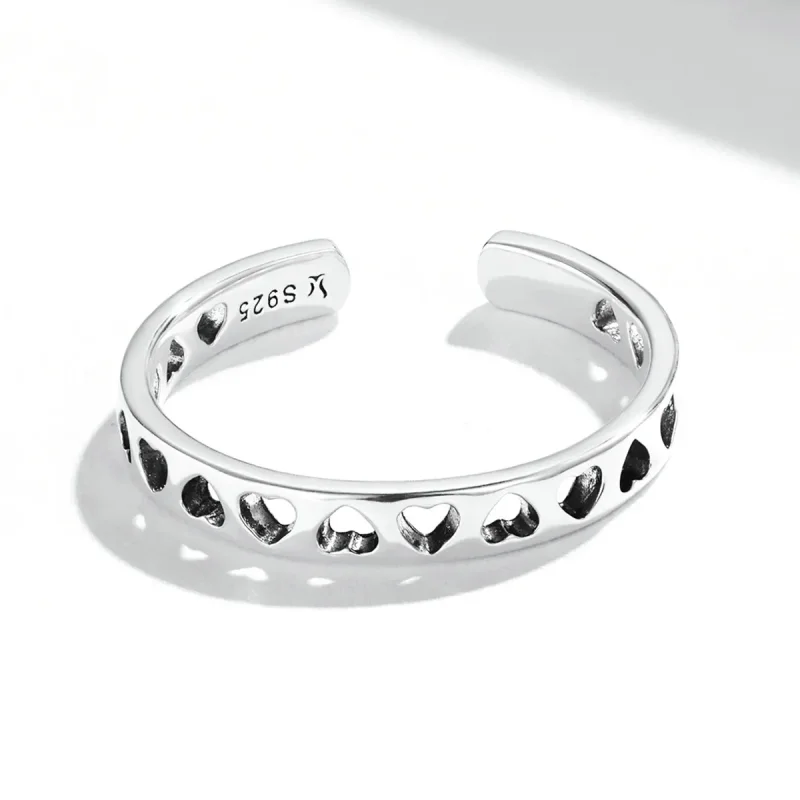 (image for) Pandora Style Openwork Heart Open Ring - SCR765 - View 3