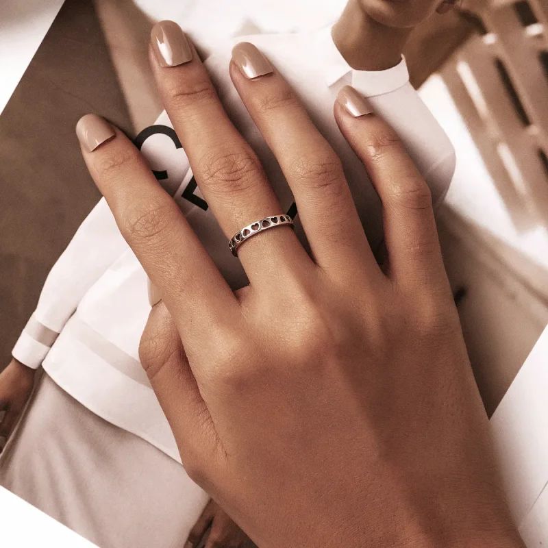 (image for) Pandora Style Openwork Heart Open Ring - SCR765 - View 5