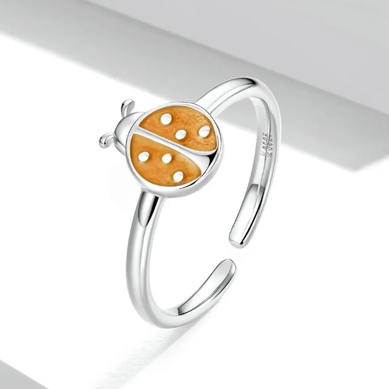 (image for) Pandora Style Orange Ladybug Open Ring - SCR774 - View 2