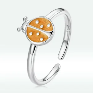 (image for) Pandora Style Orange Ladybug Open Ring - SCR774