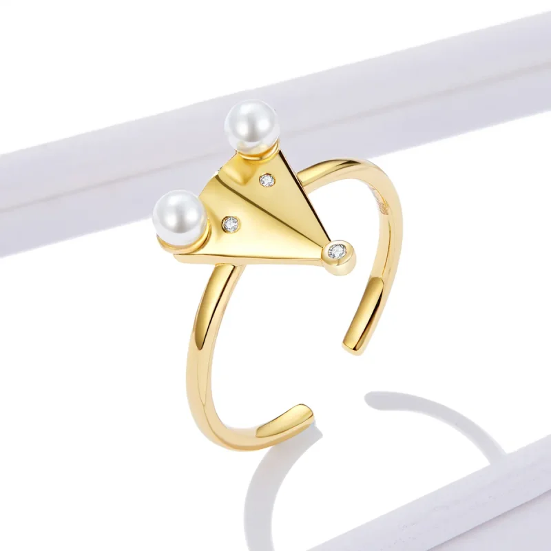 (image for) Pandora Style Pearl Mouse Open Ring - BSR103 - View 2