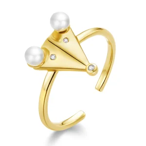 (image for) Pandora Style Pearl Mouse Open Ring - BSR103