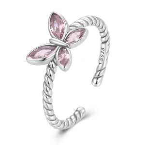 (image for) Pandora Style Pink Butterfly Twist Open Ring - SCR872