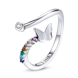 (image for) Pandora Style Rainbow Butterfly Open Ring - SCR730