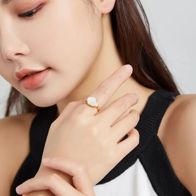 (image for) Pandora Style Rainbow Mother of Pearl Open Ring - BSR174 - View 7
