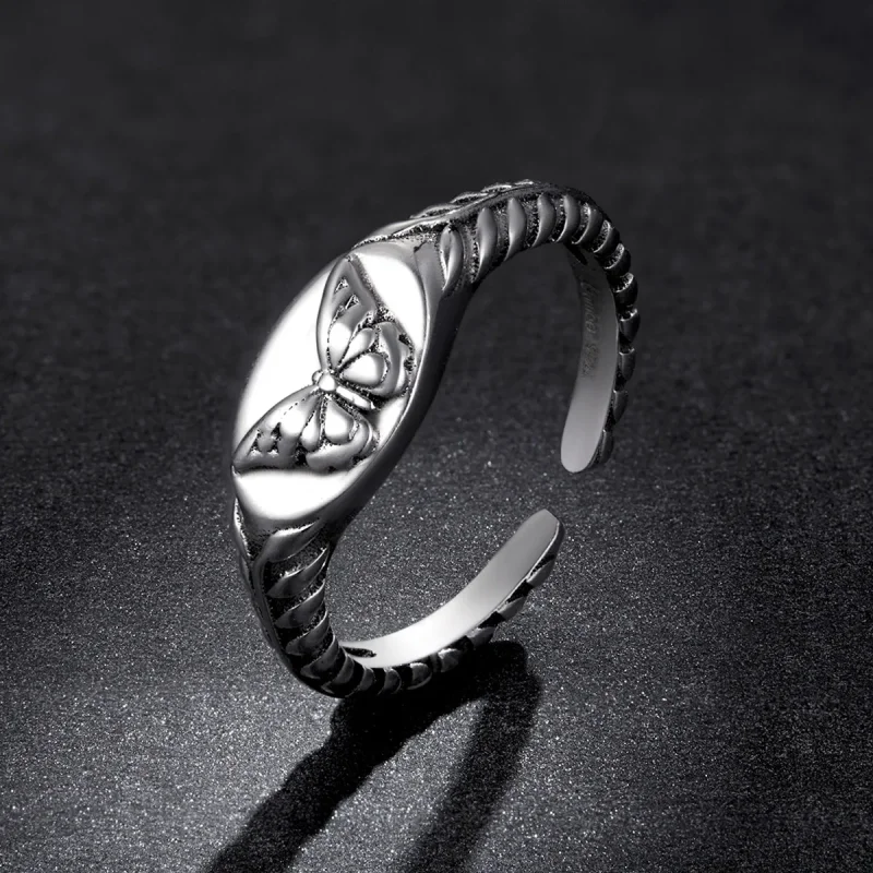 (image for) Pandora Style Retro Butterfly Open Ring - BSR200 - View 5