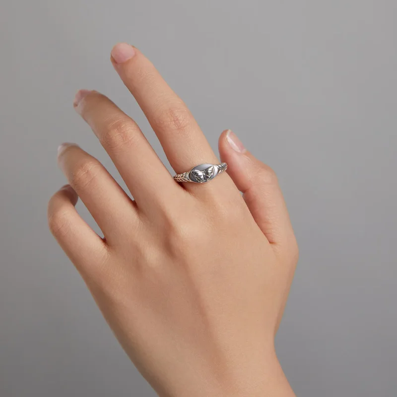 (image for) Pandora Style Retro Butterfly Open Ring - BSR200 - View 7