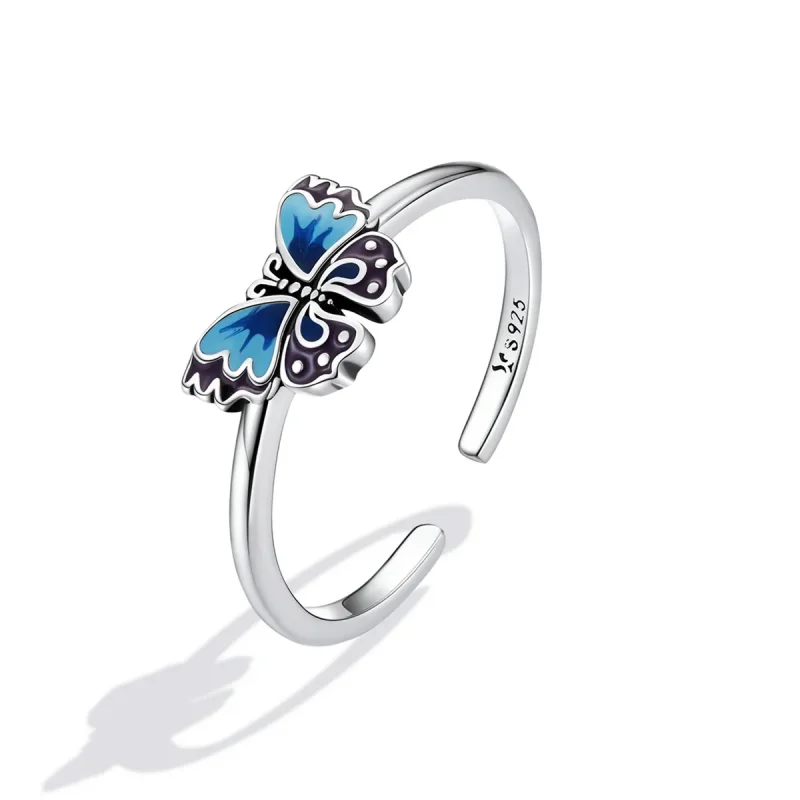 (image for) Pandora Style Retro Butterfly Open Ring - SCR802 - View 2
