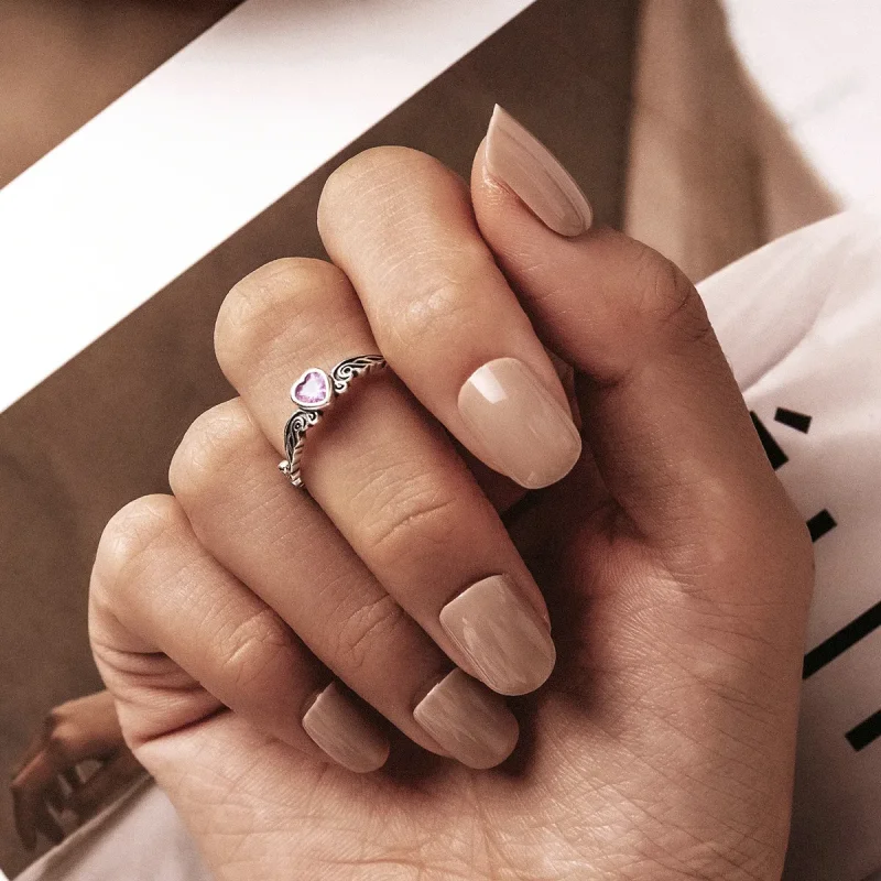 (image for) Pandora Style Retro Pattern - Heart Open Ring - SCR766 - View 5
