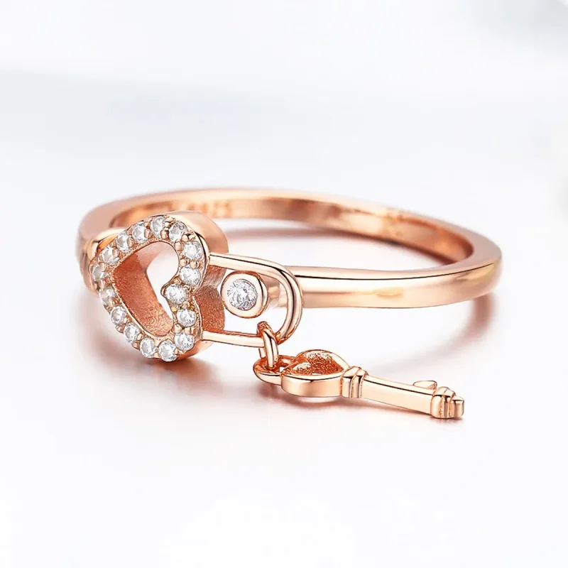(image for) Pandora Style Rose Gold Heartslock Ring - SCR501 - View 3