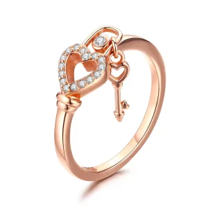 (image for) Pandora Style Rose Gold Heartslock Ring - SCR501