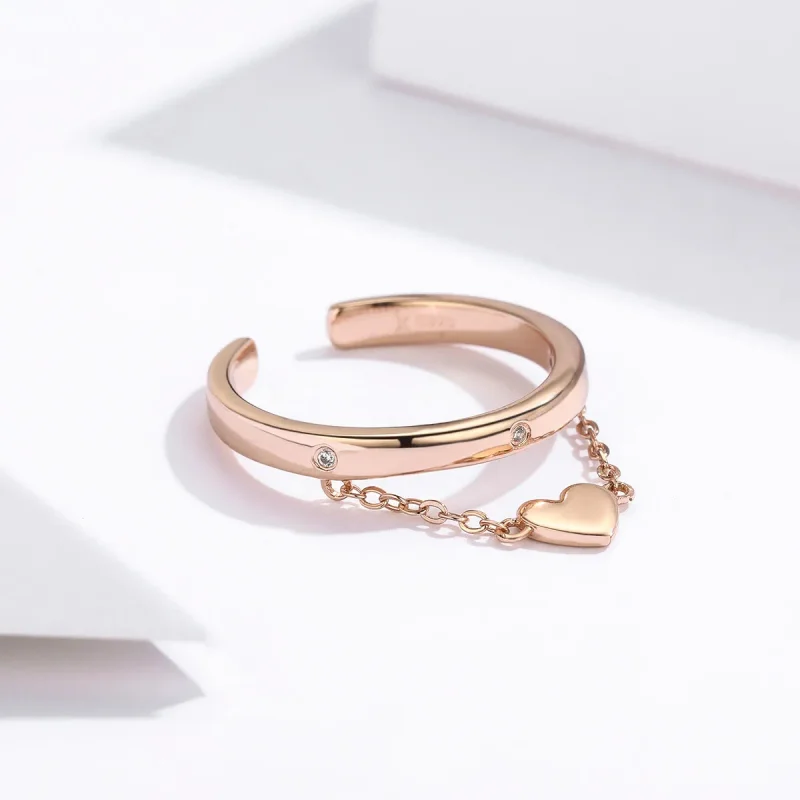 (image for) Pandora Style Rose Gold Love Light Open Ring - SCR572 - View 2