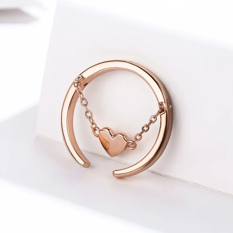 (image for) Pandora Style Rose Gold Love Light Open Ring - SCR572 - View 4