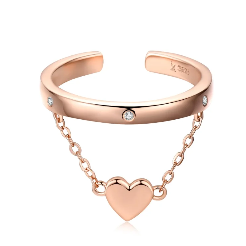 (image for) Pandora Style Rose Gold Love Light Open Ring - SCR572