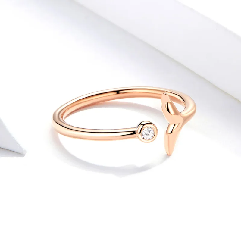(image for) Pandora Style Rose Gold Mermaid Tear Open Ring - SCR618-C - View 2