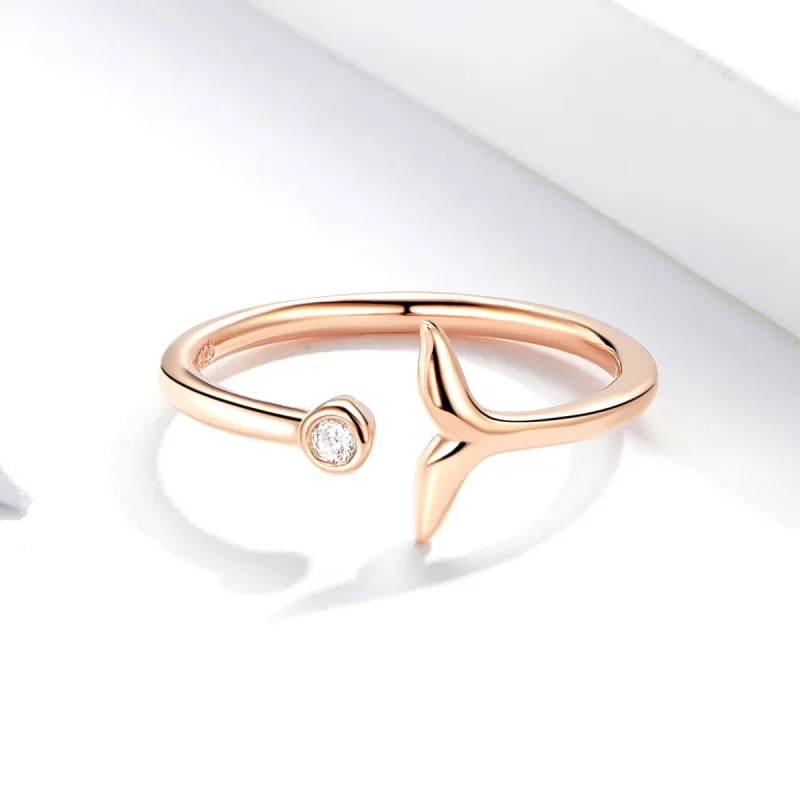 (image for) Pandora Style Rose Gold Mermaid Tear Open Ring - SCR618-C - View 3