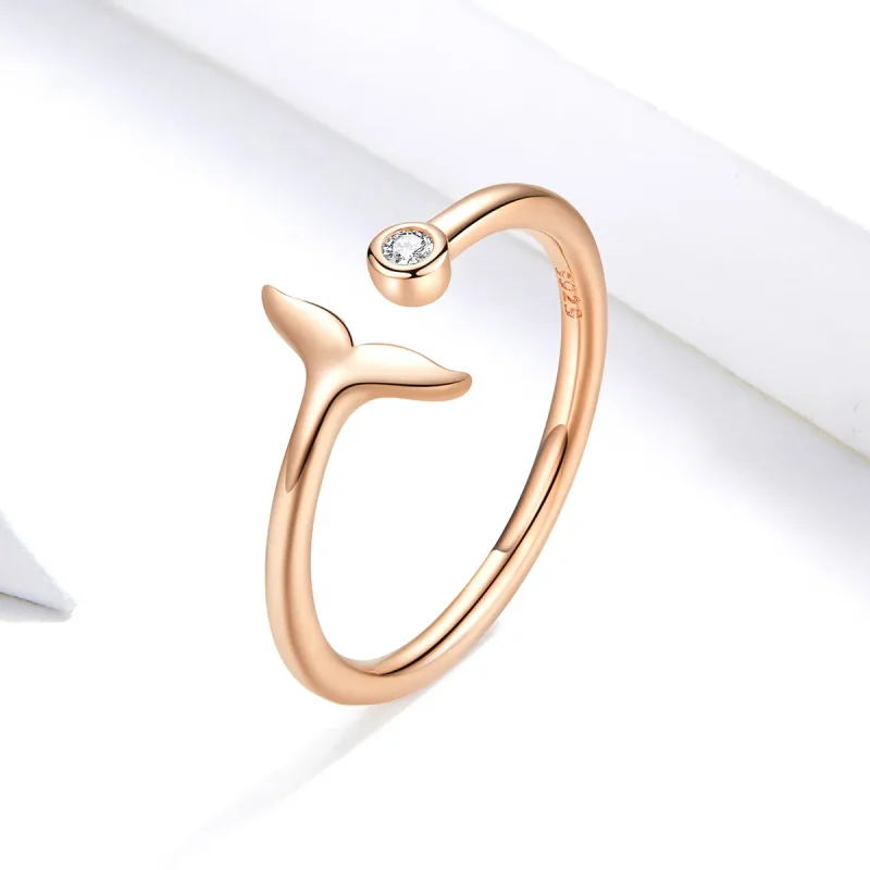 (image for) Pandora Style Rose Gold Mermaid Tear Open Ring - SCR618-C - View 4