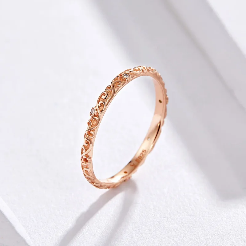 (image for) Pandora Style Rose Gold Retro Patterns Ring - SCR514 - View 2