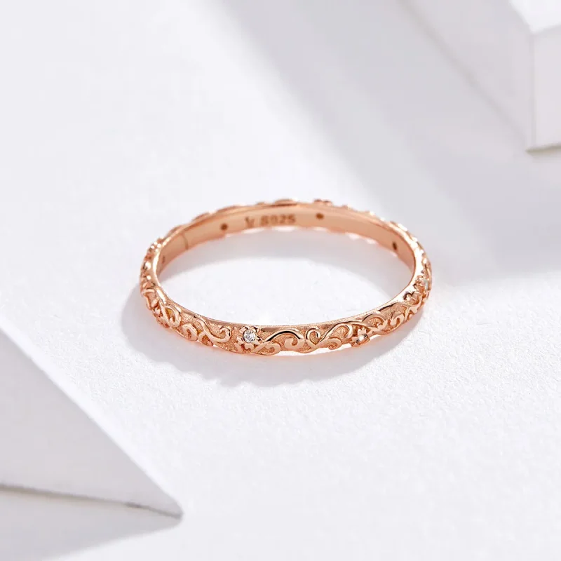 (image for) Pandora Style Rose Gold Retro Patterns Ring - SCR514 - View 3
