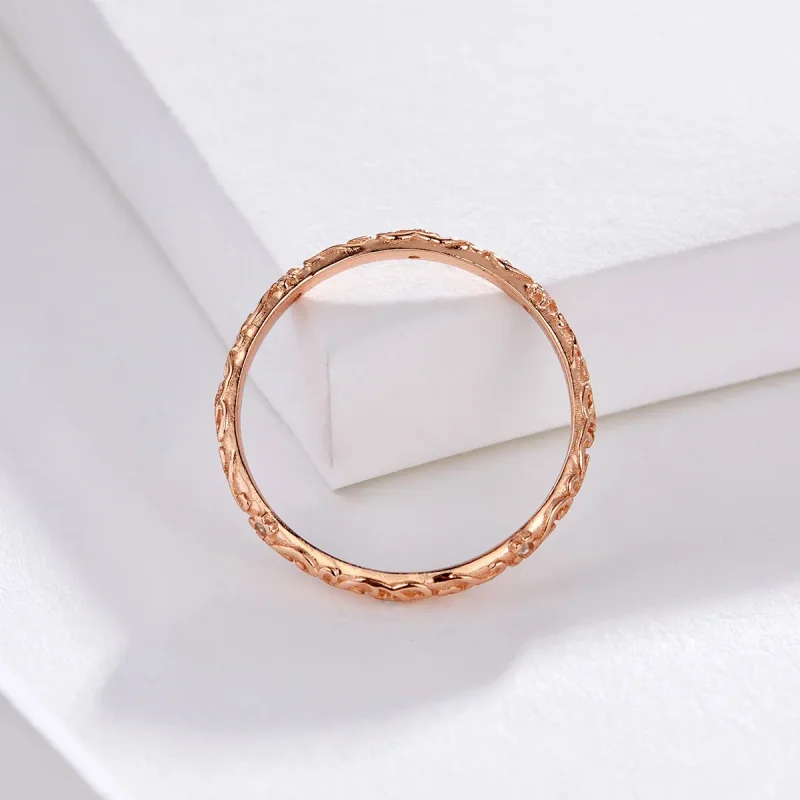 (image for) Pandora Style Rose Gold Retro Patterns Ring - SCR514 - View 4