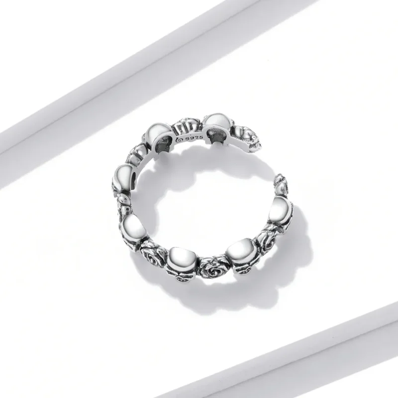 (image for) Pandora Style Rose Skull Open Ring - BSR218 - View 4