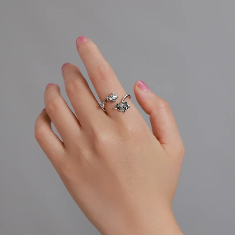 (image for) Pandora Style Ruffled Koi Open Ring - BSR201 - View 8