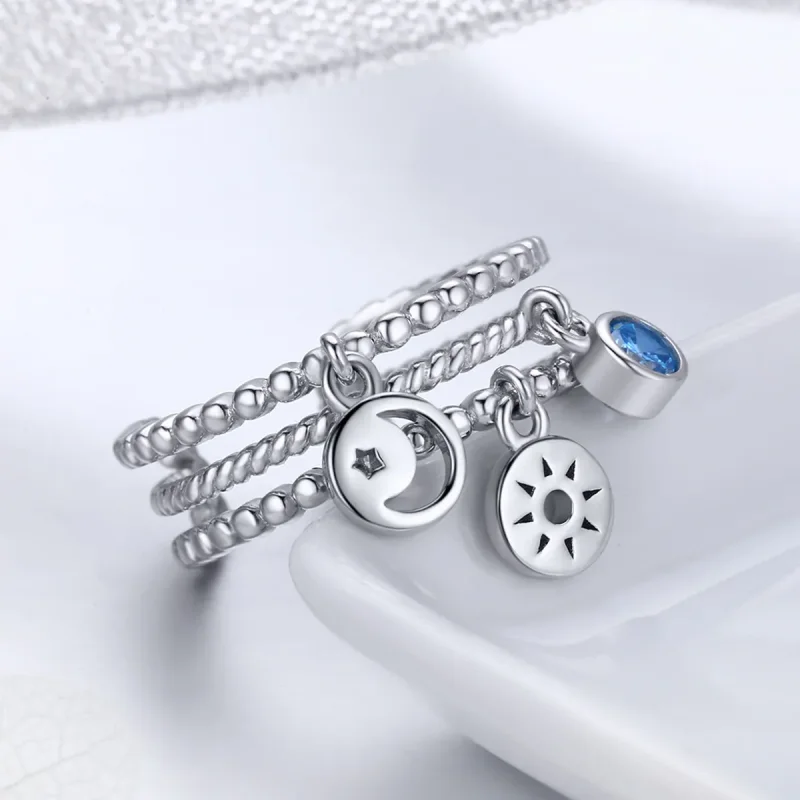(image for) Pandora Style Silver Accompany You Day and Night Ring - SCR350 - View 3