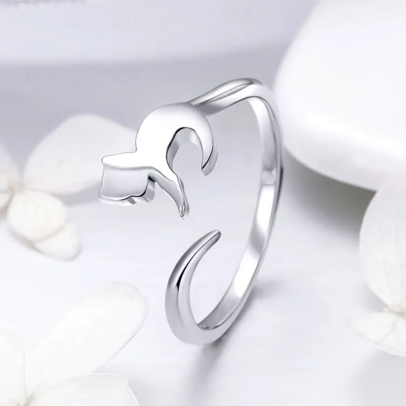 (image for) Pandora Style Silver Adorable Cat Ring - SCR420 - View 2