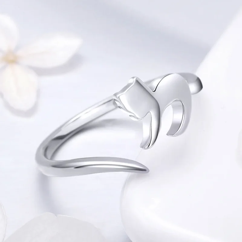 (image for) Pandora Style Silver Adorable Cat Ring - SCR420 - View 4
