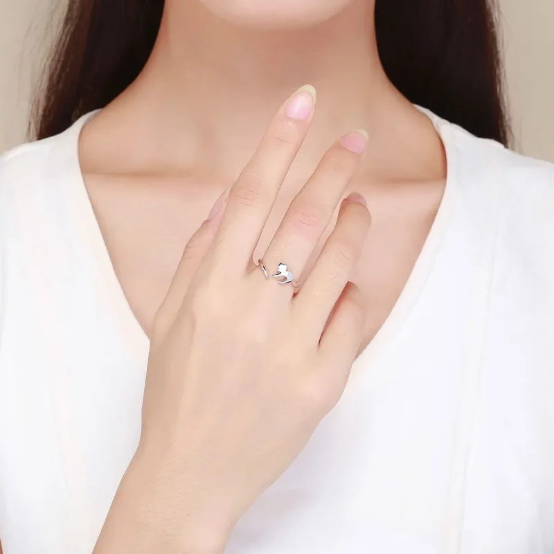 (image for) Pandora Style Silver Adorable Cat Ring - SCR420 - View 5