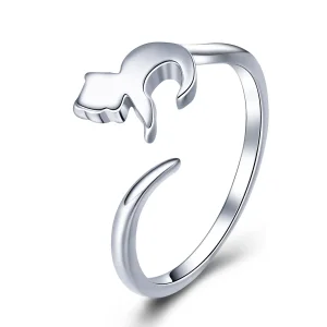 (image for) Pandora Style Silver Adorable Cat Ring - SCR420