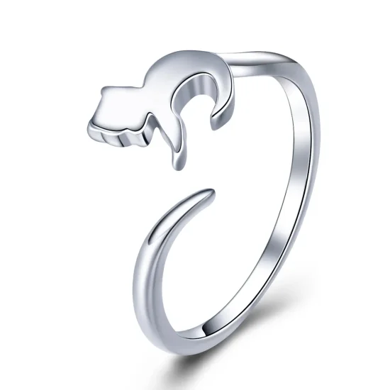 (image for) Pandora Style Silver Adorable Cat Ring - SCR420