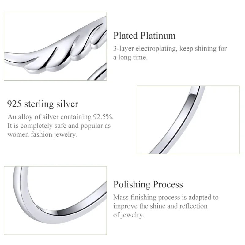 (image for) Pandora Style Silver Angel Wing Open Ring - SCR567 - View 3