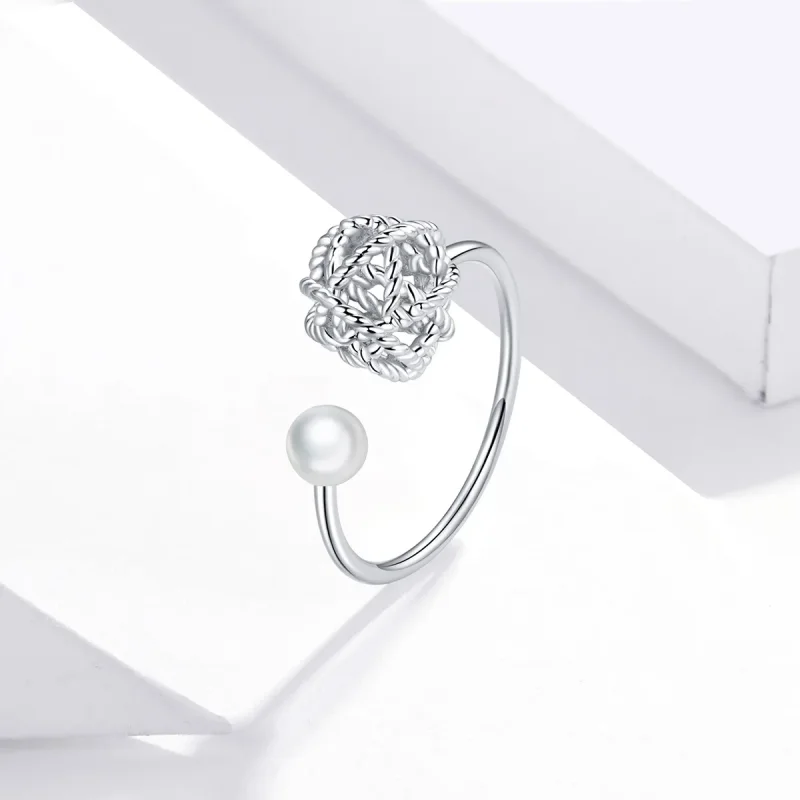 (image for) Pandora Style Silver Ball of Yarn Open Ring - SCR690 - View 2