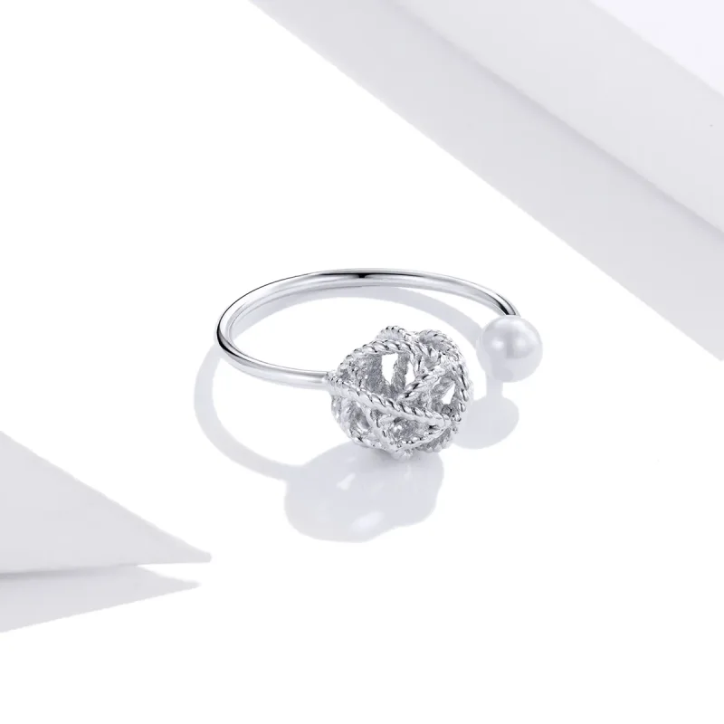 (image for) Pandora Style Silver Ball of Yarn Open Ring - SCR690 - View 3